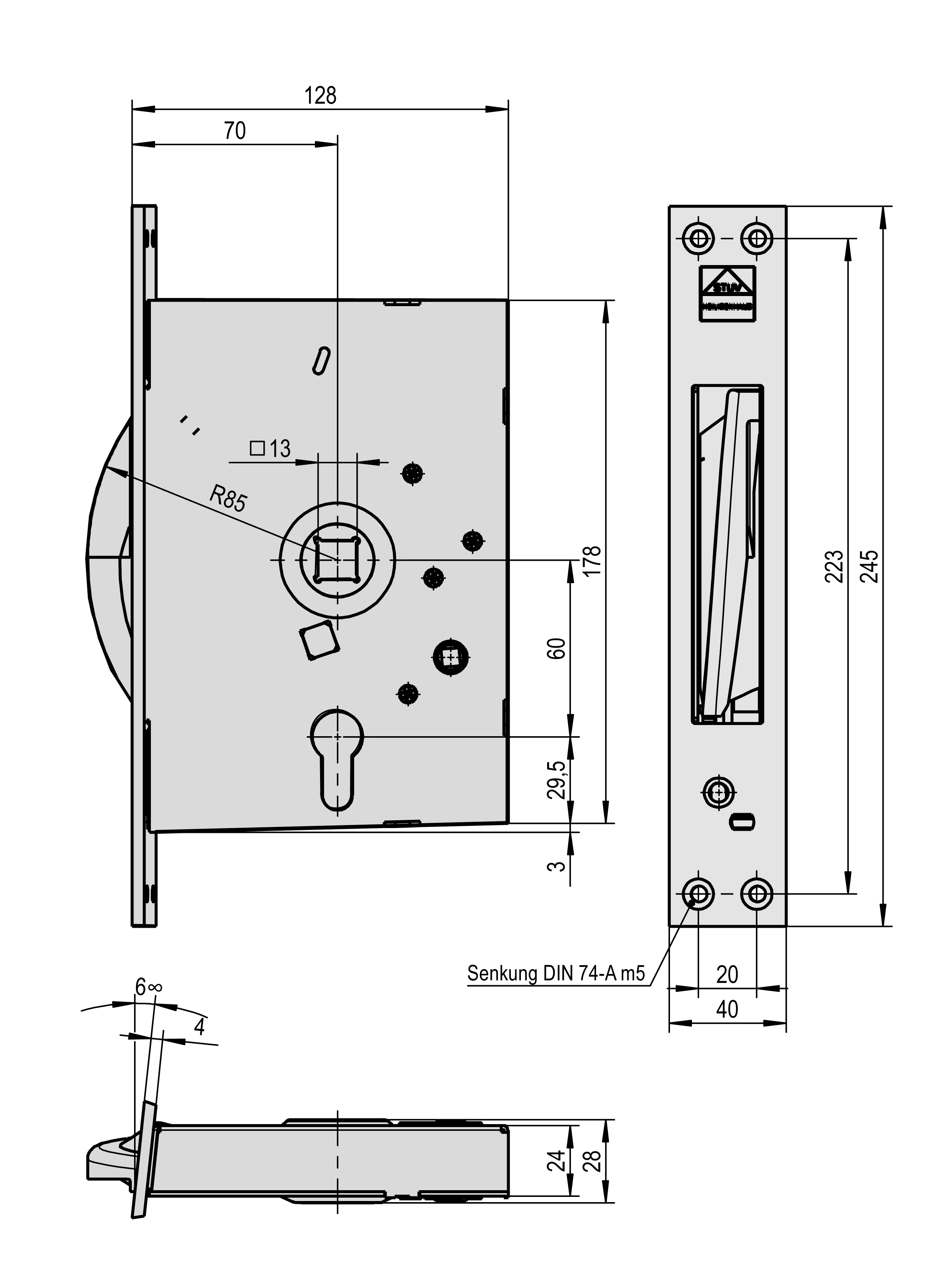 Einsteck-Schnecken-Schloss für KRT rechts-3.16.0410.1-Schloss , Kühl- & Tiefkühlraumtürverschlüsse-STUV