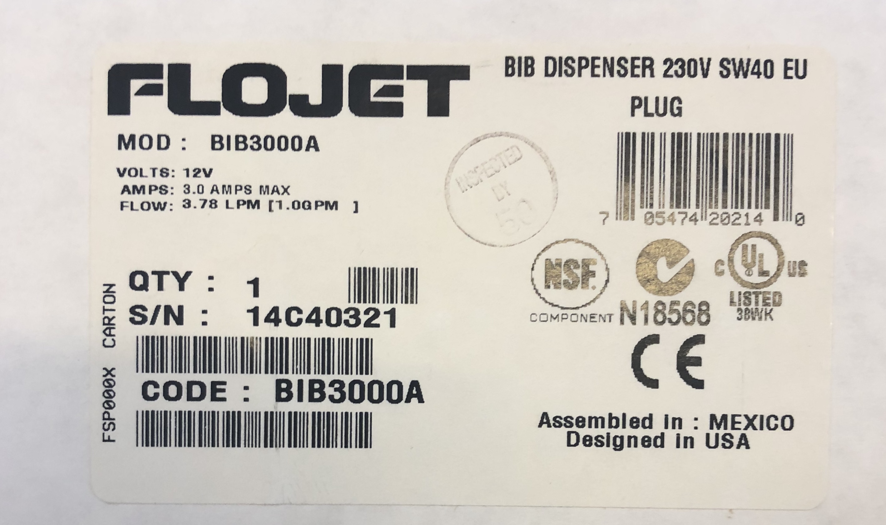 Flojet BAG IN BOX Elektro Pumpe BIB3000A-bjB630-Flojet Pumpe Bag in Box, bag in box pumpe, Flojet pumpe BIB3000, Flojet pumpe BIB5000-Flojet