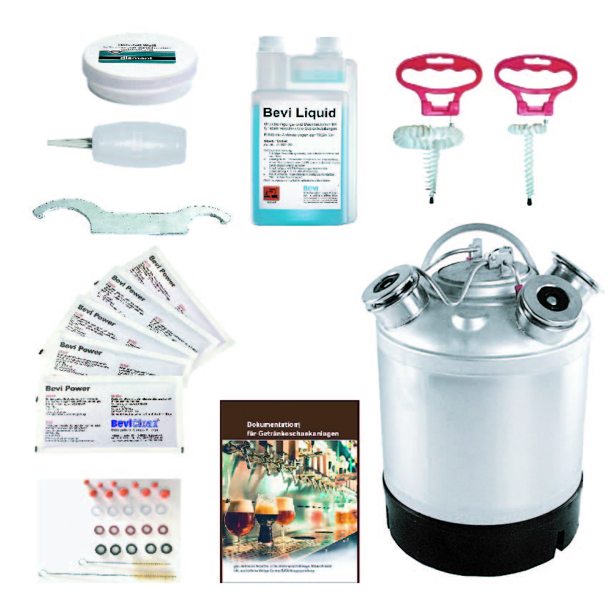Reinigungsset für Zapfanlage Premium-GZA11050M-getraenkezapfanlagen.net Reinigungsset für Zapfanlage Premium-GZA11050M-Reinigungsset, Zapfanlage, Premium, Edelstahl, Reinigungsbehälter, Reinigungsmittel, Alkalisch, Sauer, Keg Zapfkopf Bürste, Schankhahnbürste, Schwammgummikugel, Zapfhahnreinigungspumpe, Zapfhahnschlüssel, Sch