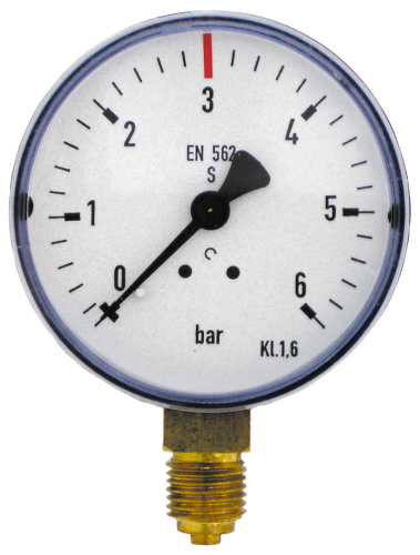 Manometer CO2 von 0 bis 6 bar 1/4 Zoll Druckanzeige Hiwi Anzeige Zapfanlage 