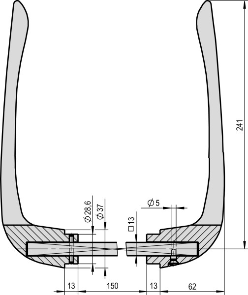 Kühlhaustürdrückerpaar 13er Vierkant, Oberfläche: EPS beschichtet (grau RAL 7038)